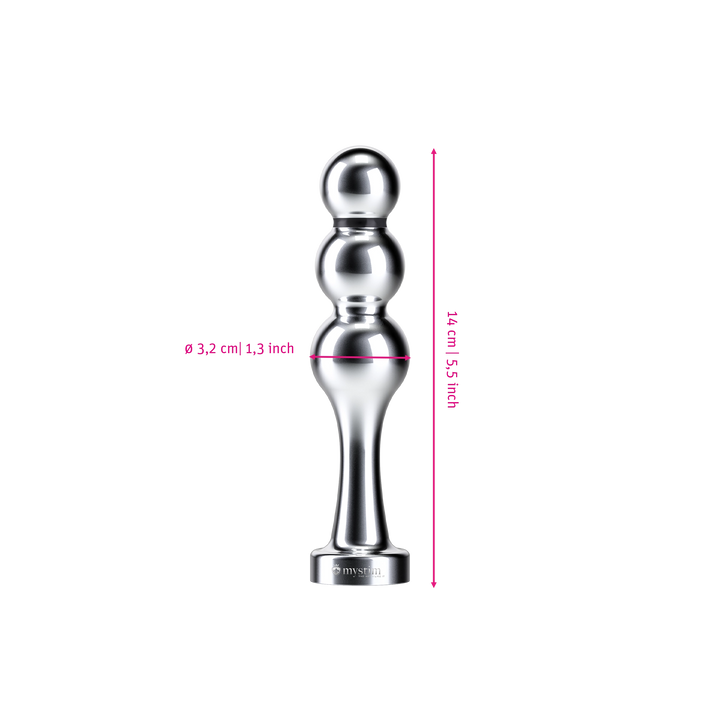 Mystim Bold Boris – Darstellung der  Größe und Abmessungen Länge 14cm, Durchmesser 3,2cm