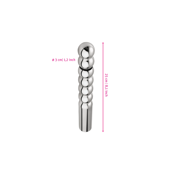 Mystim Ballzac – Darstellung der  Größe und Abmessungen Länge 25cm, Durchmesser 3cm
