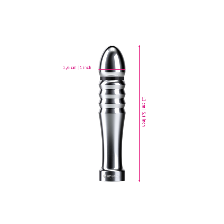 Mystim Funky Fella – Darstellung der  Größe und Abmessungen Länge 13cm, Durchmesser 2,6cm