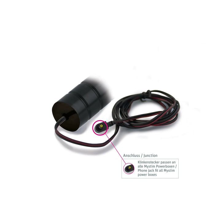Mystim Mighty Merlin – Nahaufnahme Anschluss zur Elektrostimulation