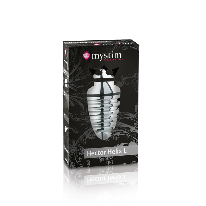 Mystim Hector Helix L – Originalverpackung des Aluminium E‑Stim Butt Plugs