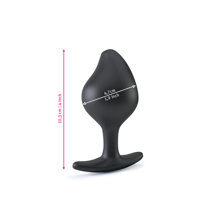 Mystim Current Rocking Force L – Darstellung der  Größe und Abmessungen Länge 10,3cm, Durchmesser 4,7cm