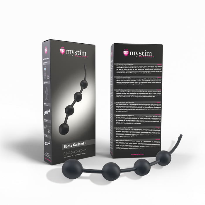 Mystim Booty Garland – flexible Analkette mit leitfähigen Kugeln in Kartonbox