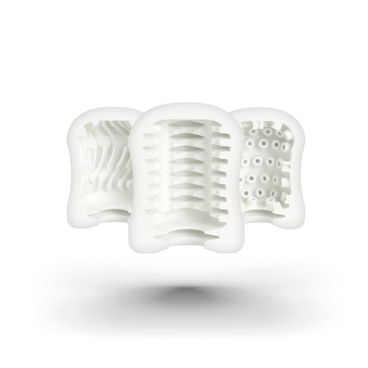 Mystim Ribbed Rita – Silikon Sleeve Querschnitt aller verschiedenen Innenstrukturen