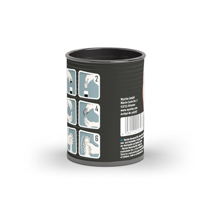 Mystim Ribbed Ricky – Masturbator aus 100 % medizinischem TPE mit feiner Punktstruktur innen (Außendurchmesser 4,5 cm, Innendurchmesser 1,4 cm) Rückansicht