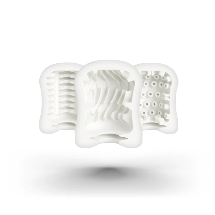 Mystim Curly Curtis – wirbelnde Innenstruktur aus 100 % medizinischem TPE Innenansicht Vergleich der Produktreihe