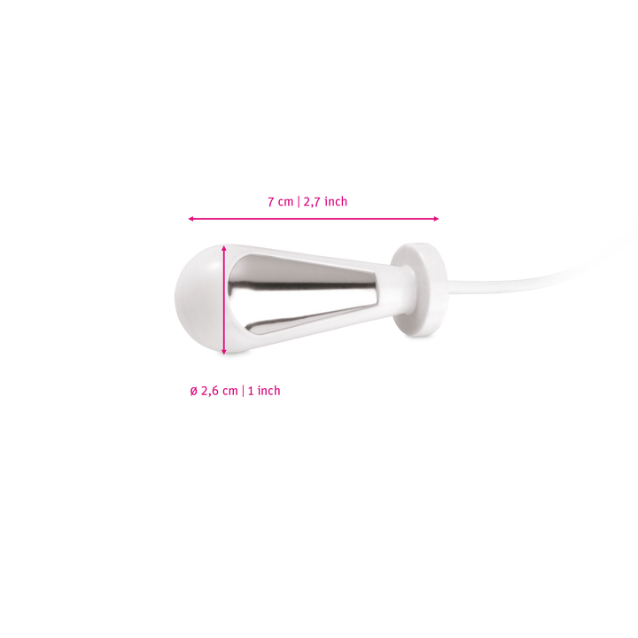Mystim Tristan – Darstellung der  Größe und Abmessungen Länge 7cm, Durchmesser 2,6cm