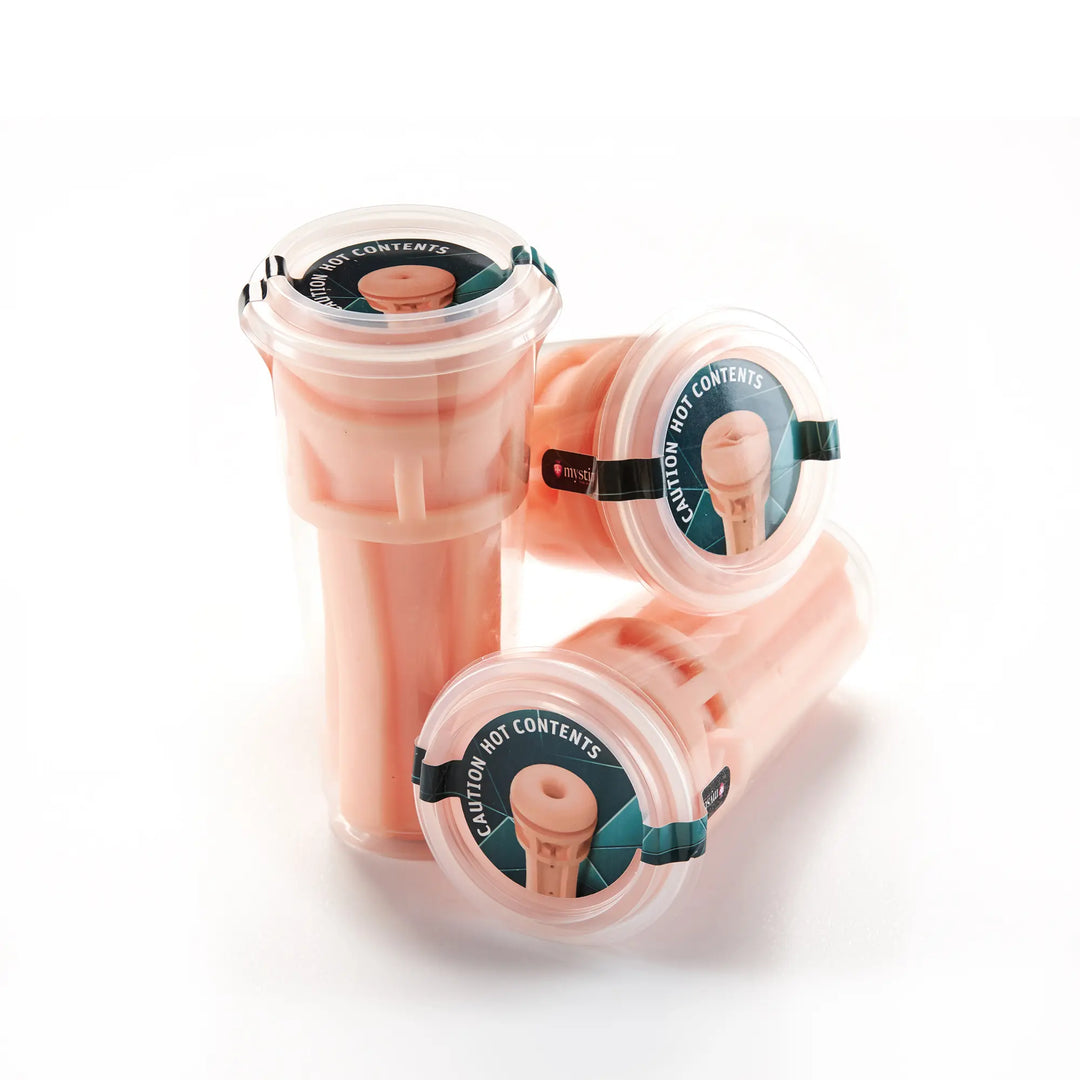 Mystim Ersatzsleeve für Opus E – Vergleichsdarstellung der 3 Typen Anal Vaginal Donut