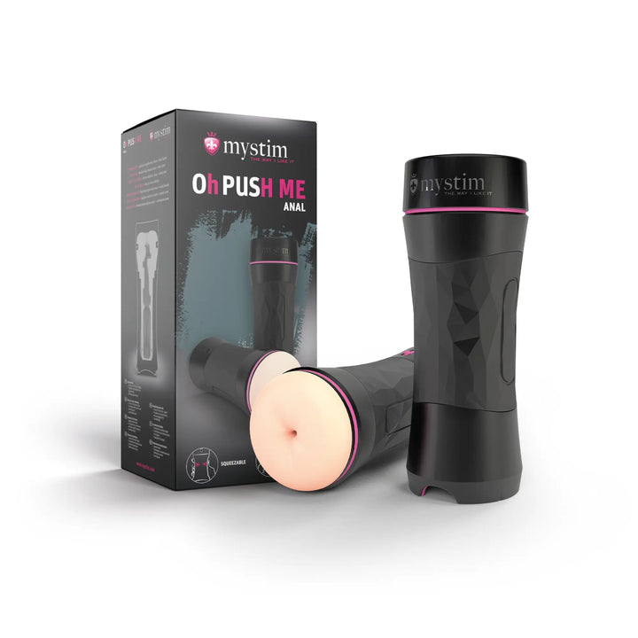 Mystim O(h) Push Me – Anal Sleeve mit Behälter und Kartonverpackung