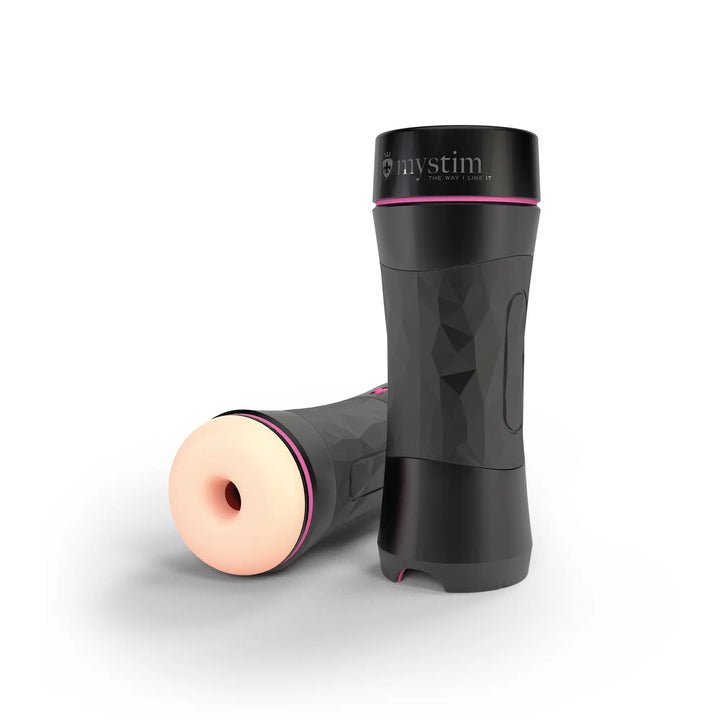 Mystim O(h) Push Me – Donut Sleeve aus hautfarbenem TPE mit Masturbator (Sleeve-Länge 17,5 cm, Ø 1,0–2,8 cm)