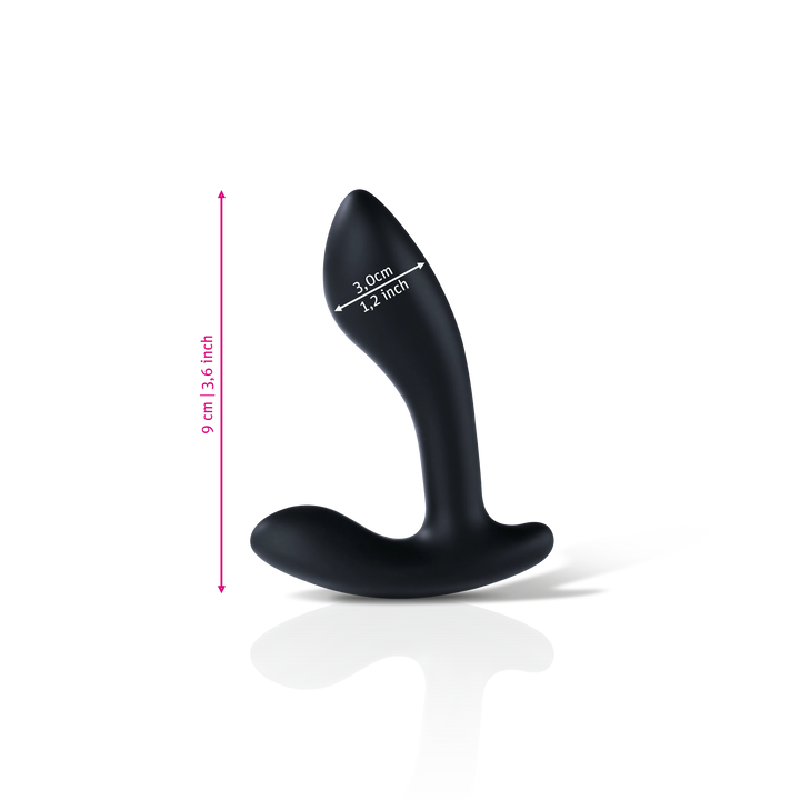 Mystim Flexing Flavio – Darstellung der  Größe und Abmessungen Länge 9cm, Durchmesser 3cm