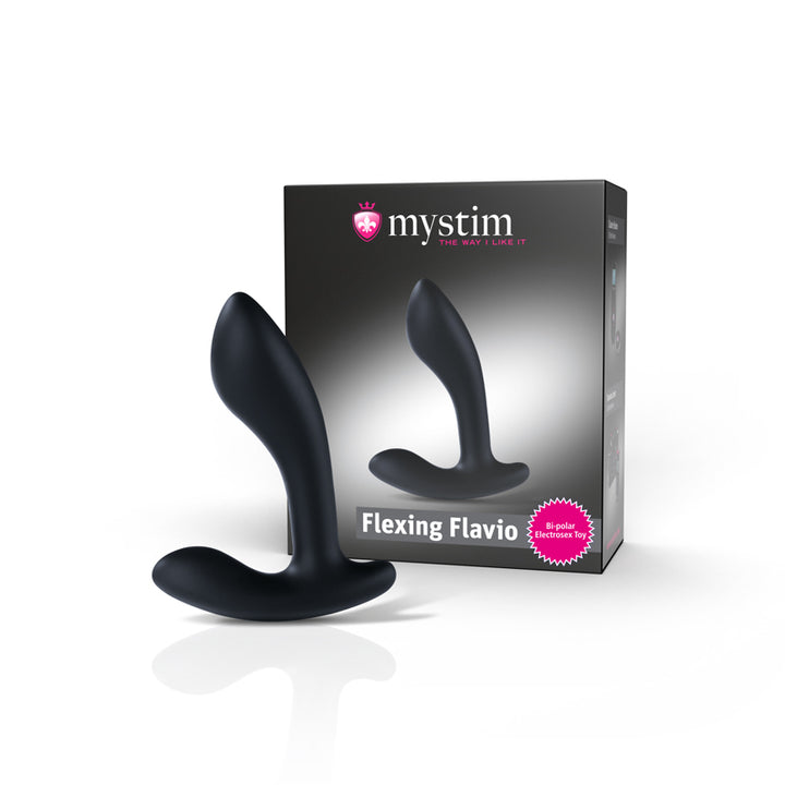 Mystim Flexing Flavio – flexibler E‑Stim Toy aus Silikon mit Verpackungsbox