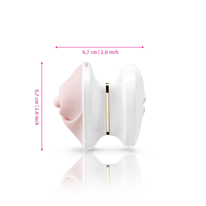 Mystim Heart’s Desire – Weiß (Herzform)  Darstellung der Größe und Abmessungen 6,7 cm Länge, 6,7 cm Breite, 6,2 cm Höhe