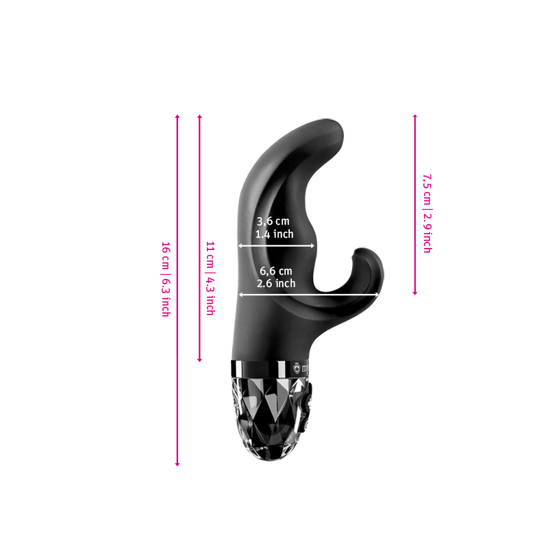 Mystim Heart’s Desire – Weiß Darstellung der Größe und Abmessungen 16 cm Länge, 6,6 cm Breite