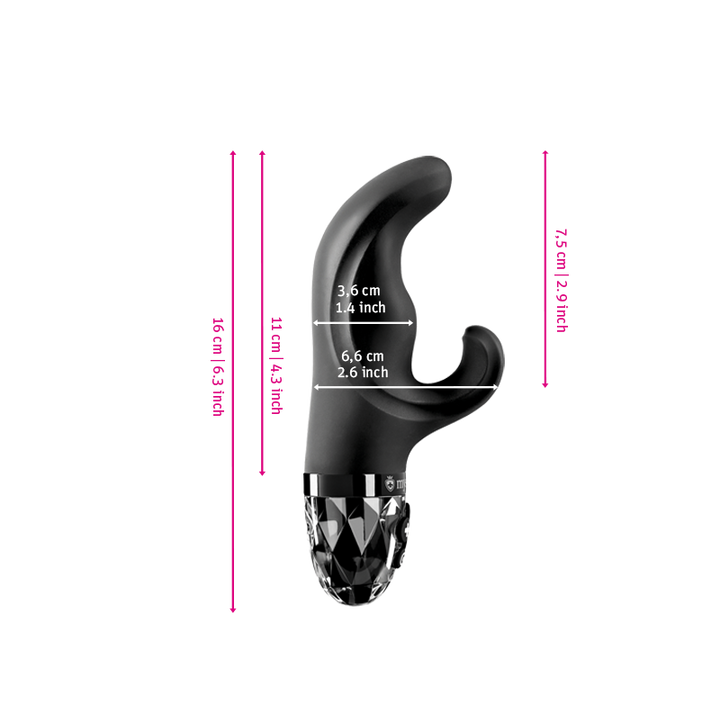 Mystim Heart’s Desire – Weiß Darstellung der Größe und Abmessungen 16 cm Länge, 6,6 cm Breite