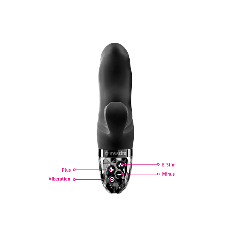 Mystim Hop Hop Bob – Black Rabbit‑Vibrator Knöpfe Darstellung Plus Minus Vibration E-Stim