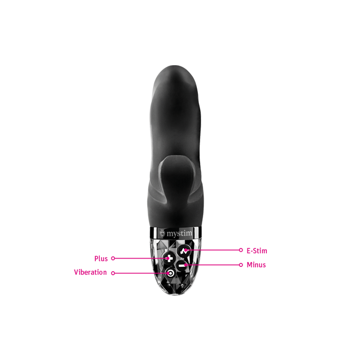 Mystim Hop Hop Bob – Black Rabbit‑Vibrator Knöpfe Darstellung Plus Minus Vibration E-Stim