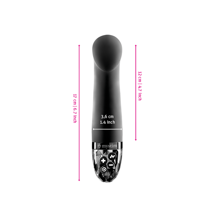 Mystim Right On Ron – Black Darstellung der Größe und Abmessungen 17cm Länge × Ø 3,6 cm