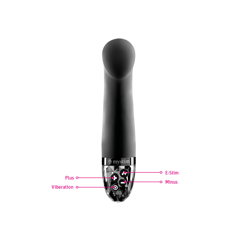 Mystim Right on Ron – Black E-Stim Vibrator Knöpfe Darstellung Plus Minus Vibration E-Stim