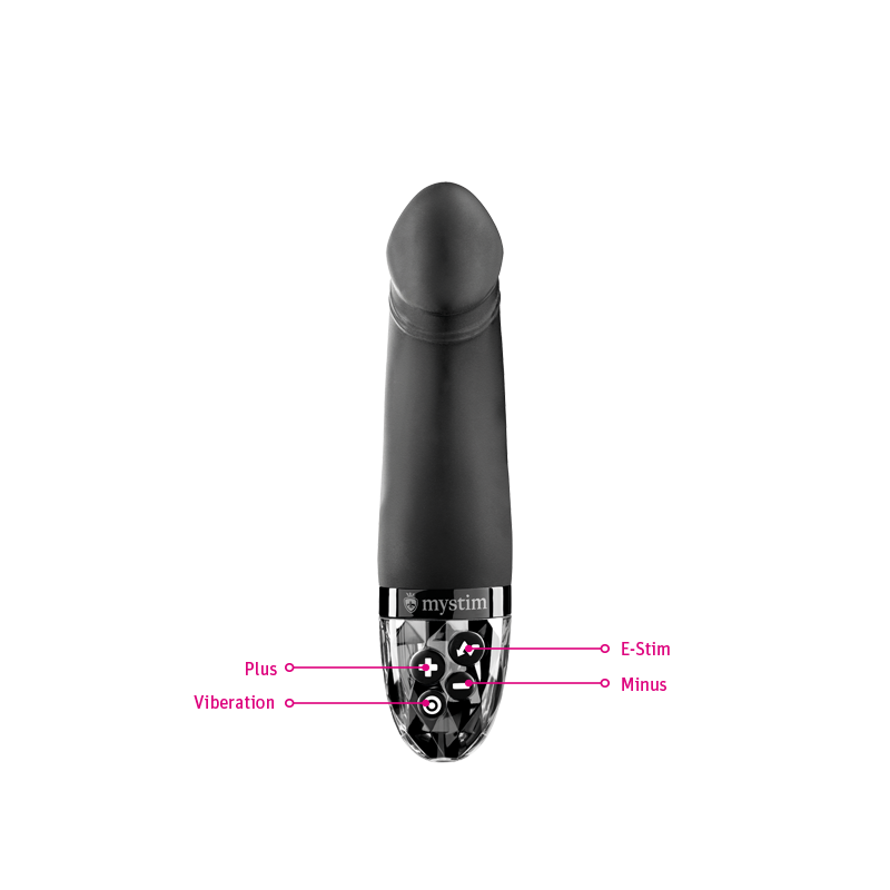 Mystim Real Deal Neal – Black E-Stim Vibrator Knöpfe Darstellung Plus Minus Vibration E-Stim