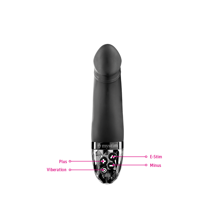 Mystim Real Deal Neal – Black E-Stim Vibrator Knöpfe Darstellung Plus Minus Vibration E-Stim