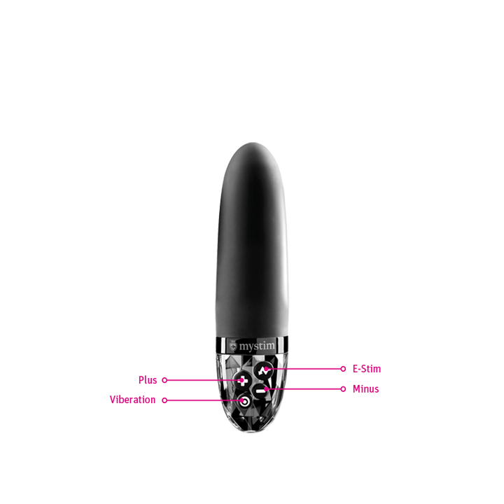 Mystim Sleak Freak – Black E-Stim Vibrator Knöpfe Darstellung Plus Minus Vibration E-Stim