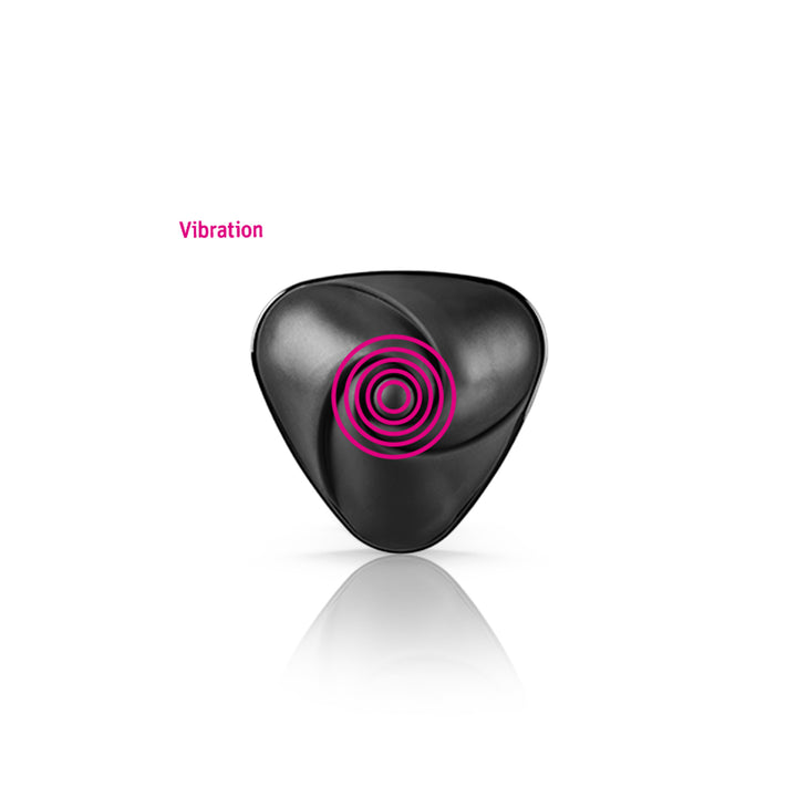 Mystim Heart’s Desire – Black Auflegevibrator mit E-Stim (Herzform)  Darstellung der Vibration