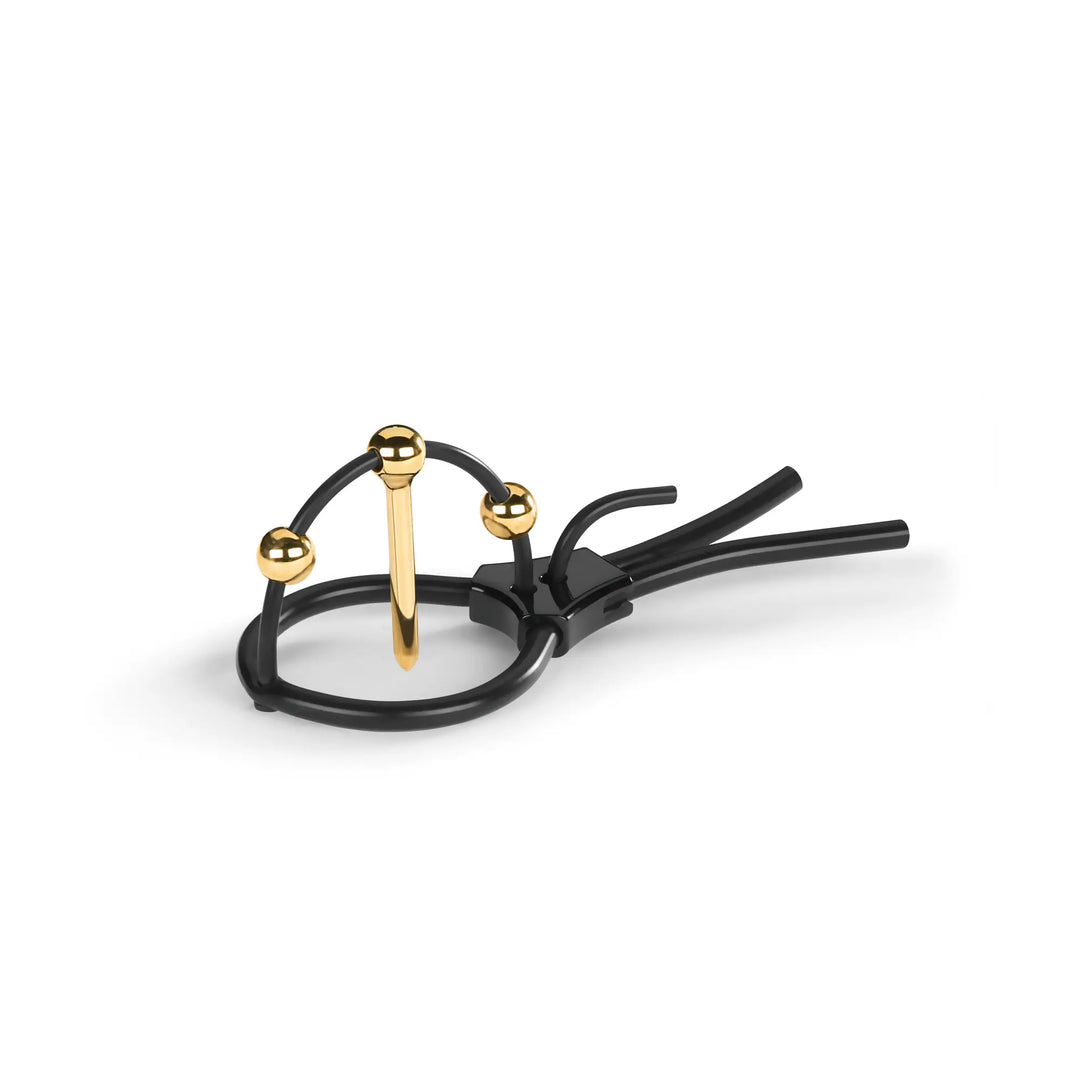 Mystim Plunging Pete – E‑Stim Corona Strap mit 24 K vergoldetem Urethral Sound und einstellbarer Silikon‑Schlaufe
