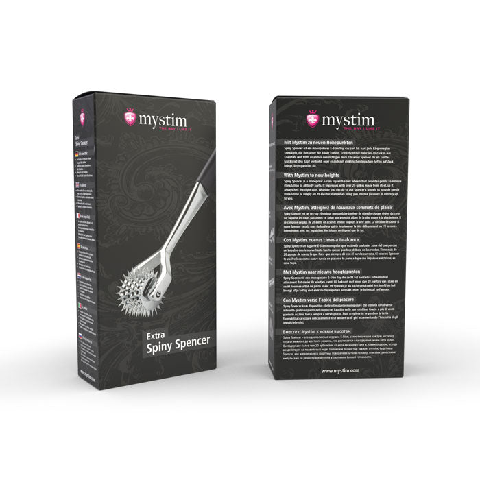 Mystim Extra Spiny Spencer – Originalverpackung des E-Stim Pinwheels aus Edelstahl
