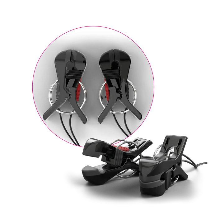 Mystim Barry Bite – detailierte Ansicht der E-Stim Nippelklammern