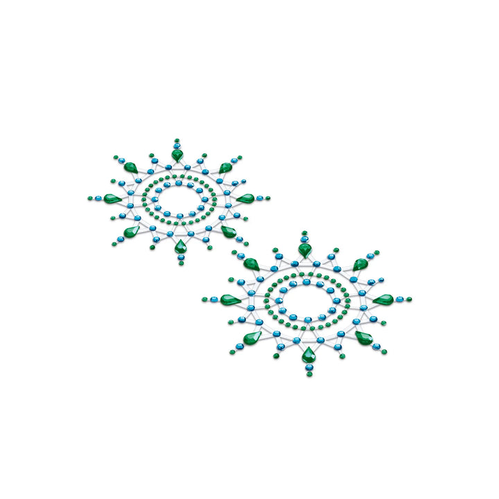 Mystim Gloria Bodysticker 3er Set – Nahaufnahme in Türkis/Blau 2er