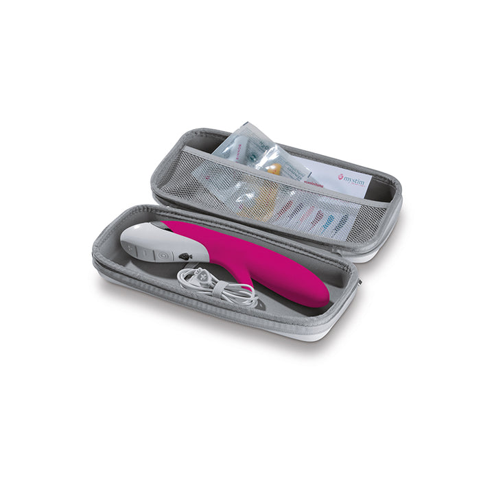 Mystim Danny Divido – Darstellung aller Accessoires im Etui zur Aufbewahrung