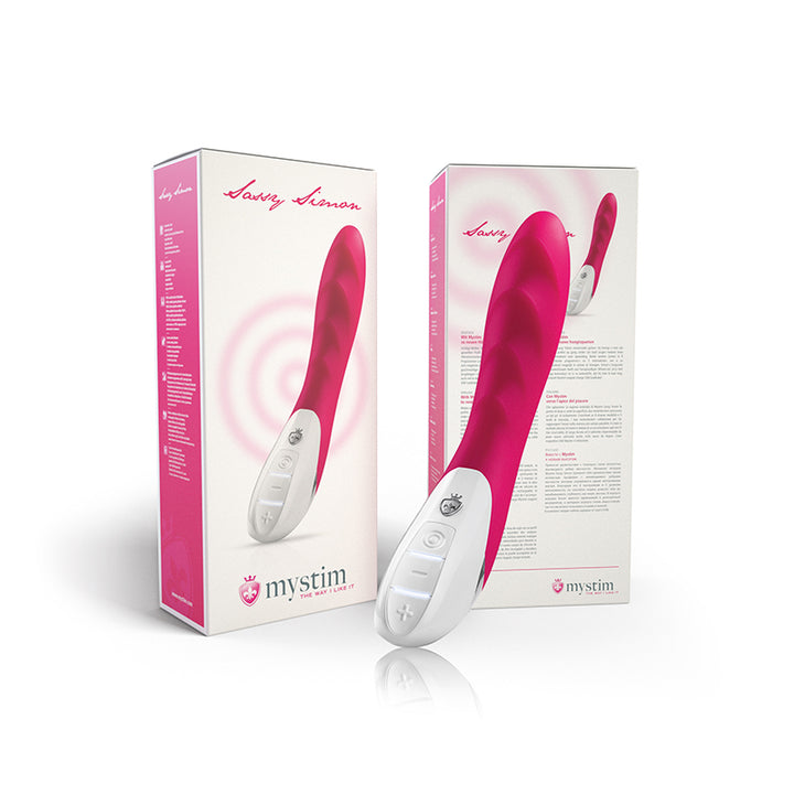 Mystim Sassy Simon – Naughty Pink Vibrator mit gewellter Textur (27 cm Länge, Ø 3,5–4,0 cm)
