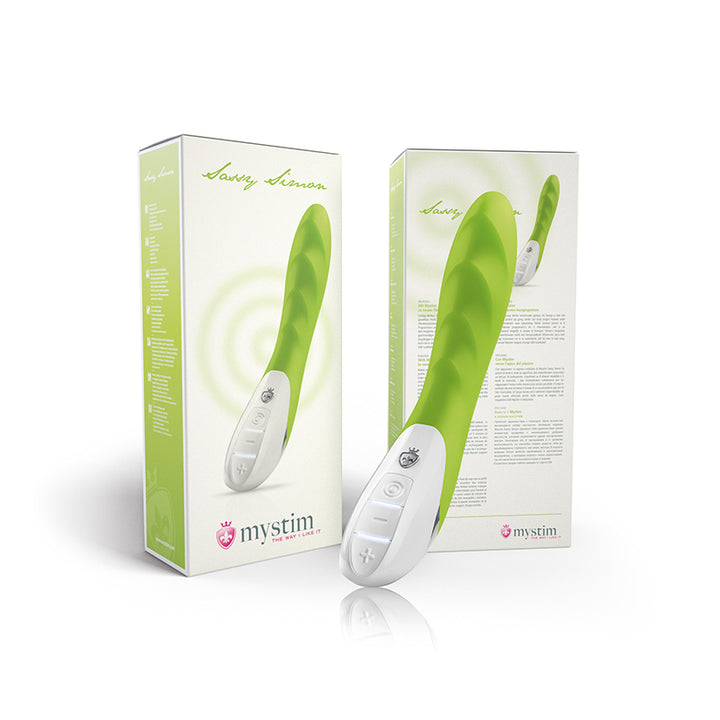 Mystim Sassy Simon – Lusty Lime  Vibrator mit gewellter Oberfläche (27 cm Länge, Ø 3,5–4,0 cm)