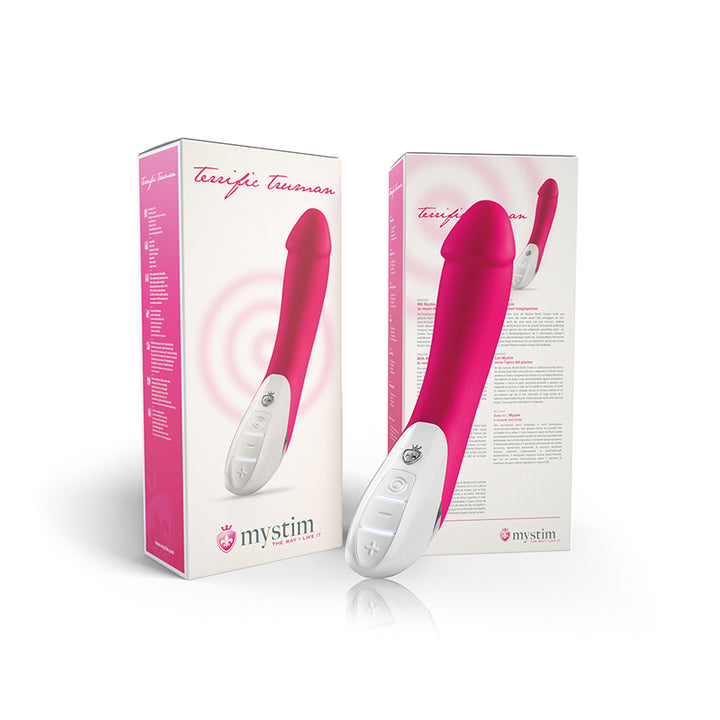Mystim Terrific Truman – Naughty Pink Vibrator aus medizinischem Silikon, 27 cm Länge × Ø 4,3 cm