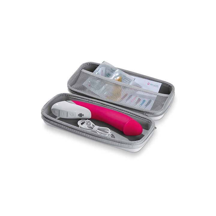 Mystim Terrific Trumann – Darstellung aller Accessoires im Etui zur Aufbewahrung