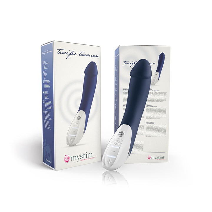 Mystim Terrific Truman – Midnight Sky (Blau) Vibrator aus medizinischem Silikon, 27 cm Länge × Ø 4,3 cm