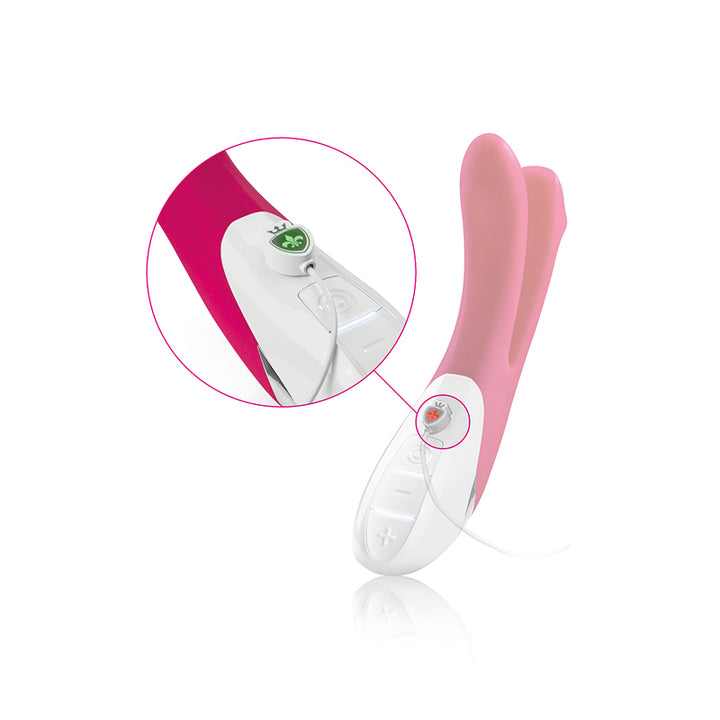 Mystim Bon Aparte – Magnetischer Ladeanschluss und Ladungsdarstellung