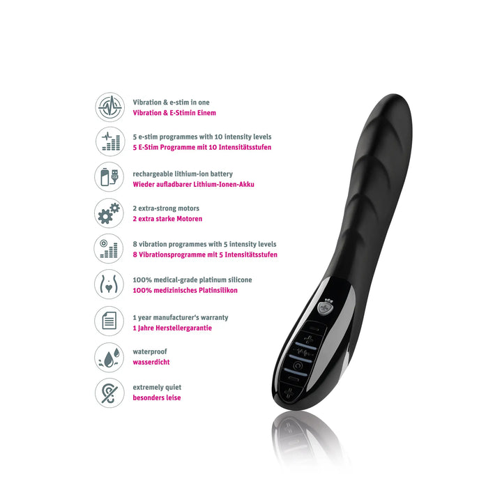 Mystim Sizzling Simon – E‑Stim Vibrator Icons Beschreibung