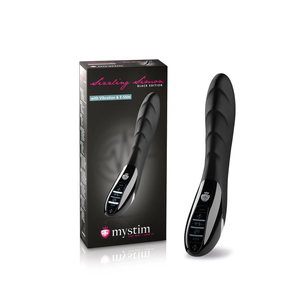 Mystim Sizzling Simon – E‑Stim Vibrator mit Kartonbox und Ladekabel