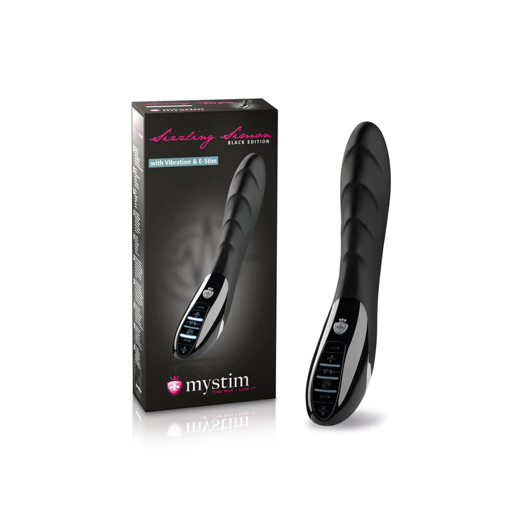 Mystim Sizzling Simon – E‑Stim Vibrator mit Kartonbox und Ladekabel