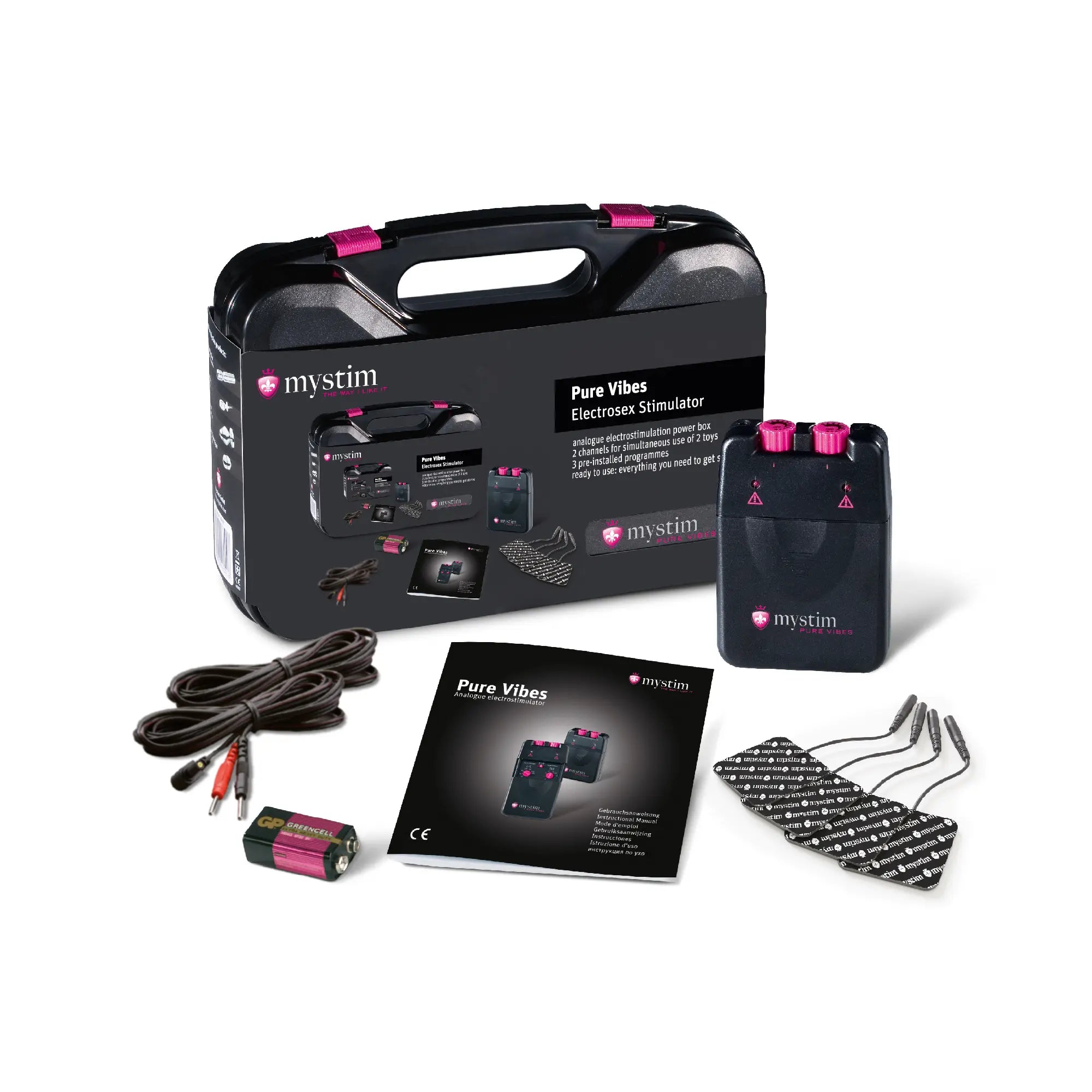 ystim Pure Vibes – E‑Stim Powerbox im Trageetui mit Zubehör