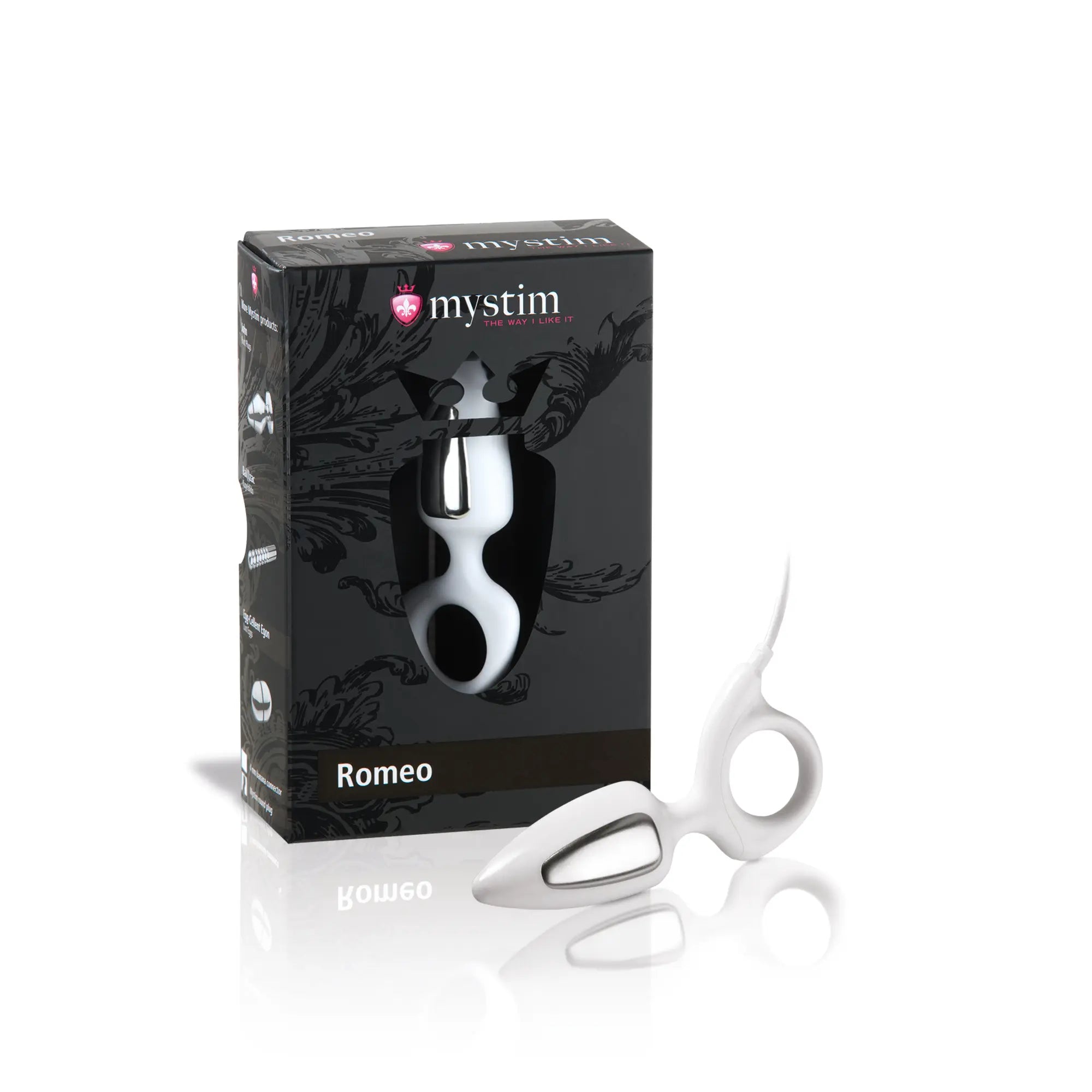 Mystim Romeo – E‑Stim Sonde mit Verpackungsbox