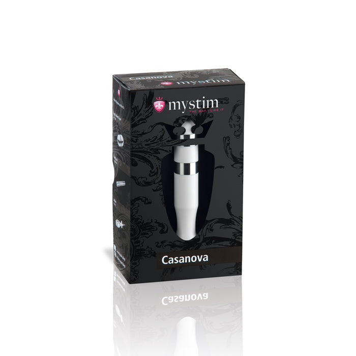 Mystim Casanova – Produktverpackung der elektrostimulierenden Anal- und Vaginalsonde
