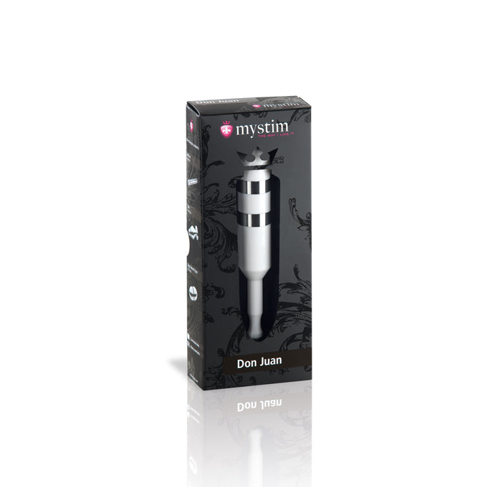 Mystim Don Juan – Originalverpackung des E‑Stim Dildos (Anal‑/Vaginalsonde)