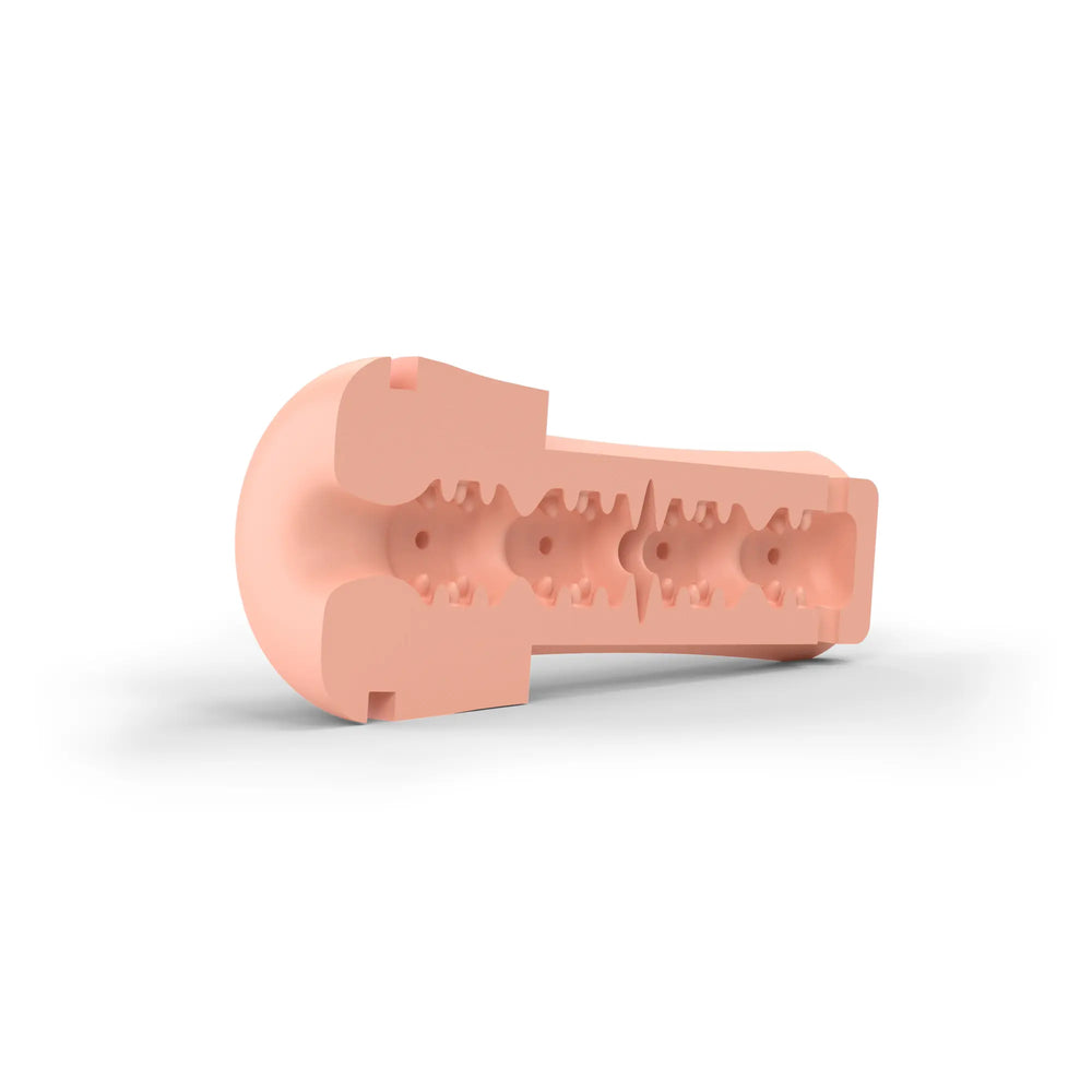 Mystim Ersatzsleeve für Opus E – Wechsel‑Sleeve aus hautfarbenem TPE, Variante Donut (17,5 cm × Ø 1,0–2,8 cm) Querschnitt