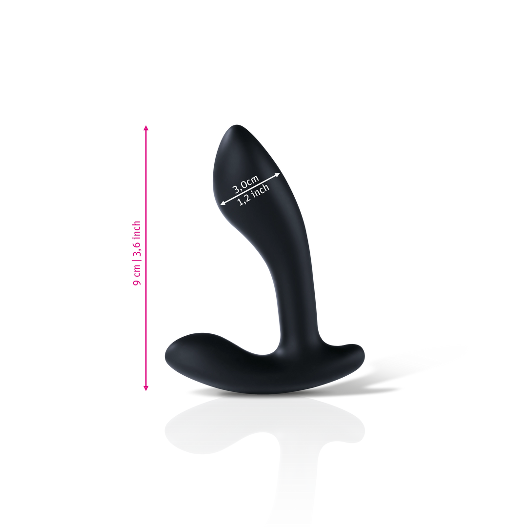 Mystim Flexing Flavio – Darstellung der  Größe und Abmessungen Länge 9cm, Durchmesser 3cm