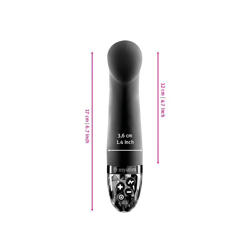 Mystim Right On Ron – Black Darstellung der Größe und Abmessungen 17cm Länge × Ø 3,6 cm 