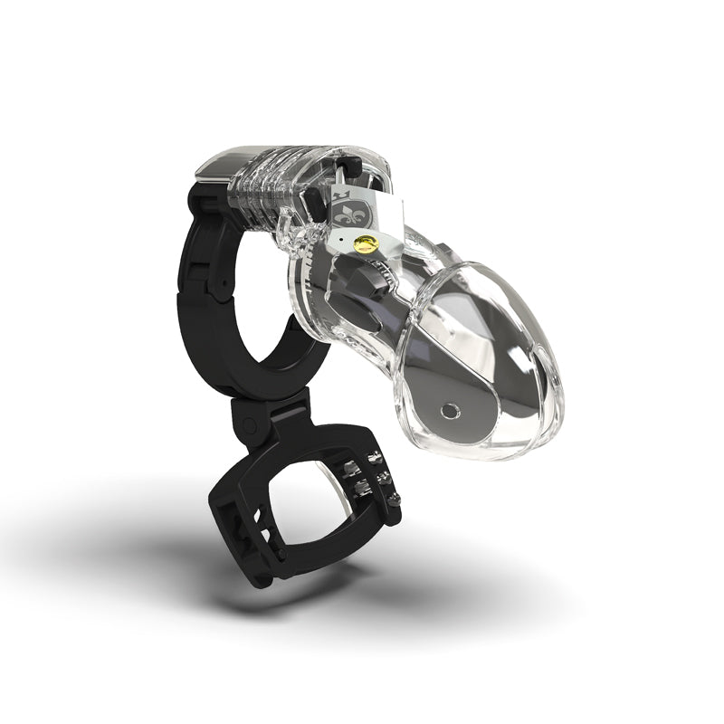 Mystim Pubic Enemy No. 3 – E‑Stim Peniskäfig mit Ball-Crusher-Funktion aus ABS und Silikon