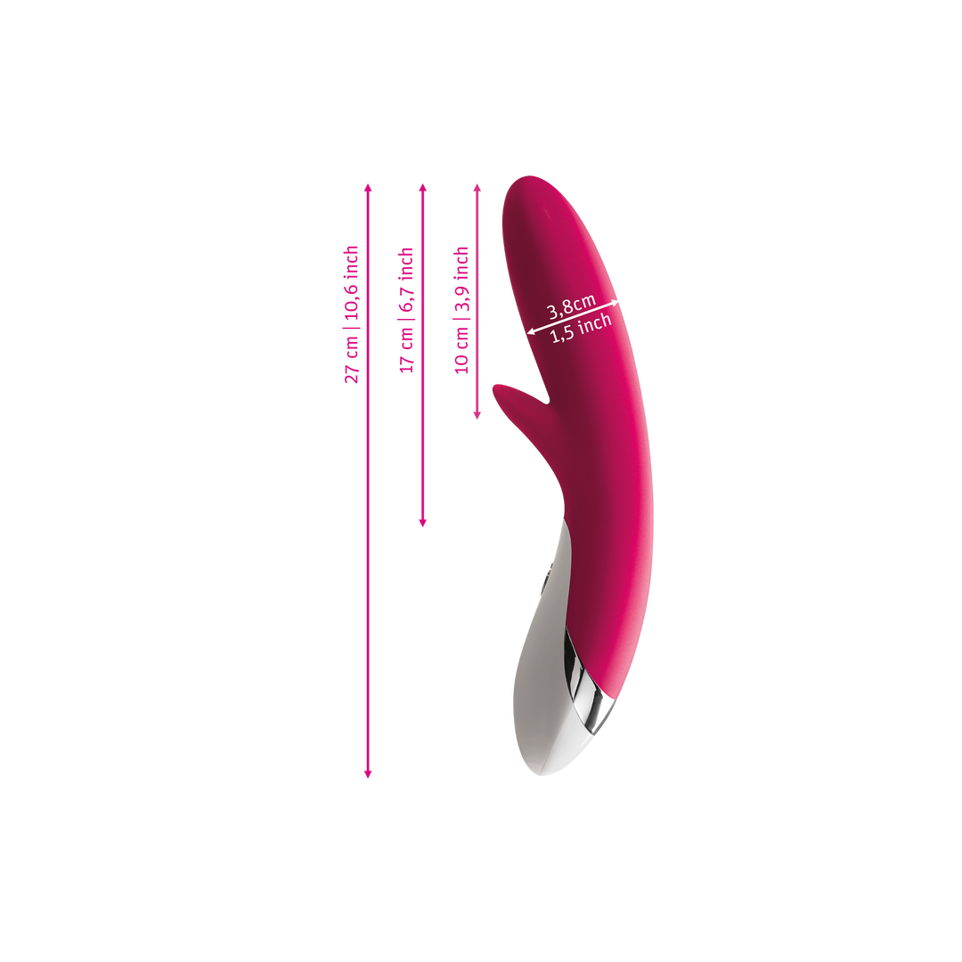 Mystim Danny Divido – Darstellung der  Größe und Abmessungen Länge 27cm (ohne Griff: 17cm), Durchmesser 3,8cm